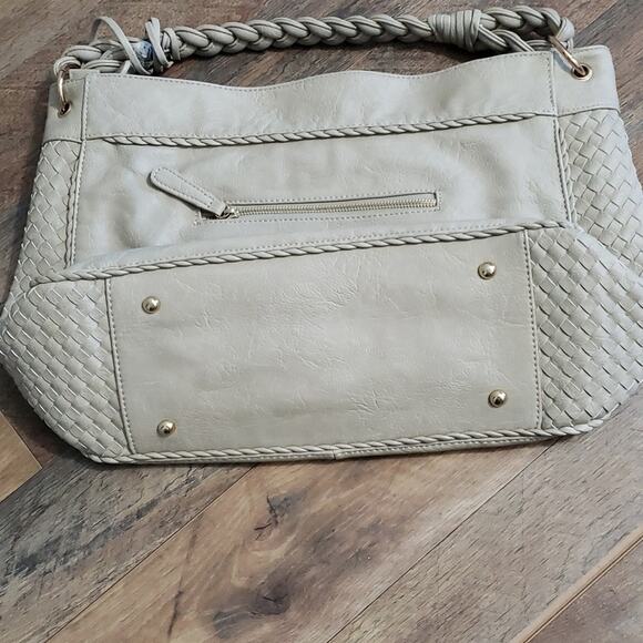 Urban Expressions Vegan Leather Lattis Shoulder Purse Handbag Taupe - Picture 11 of 12